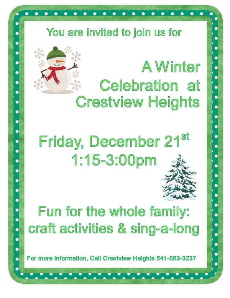 Join us Friday 12/21 at 1:15 for sing-a-longs and craft activities