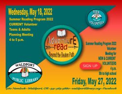 May 2022 summer reading volunteer meetings flyer jpg